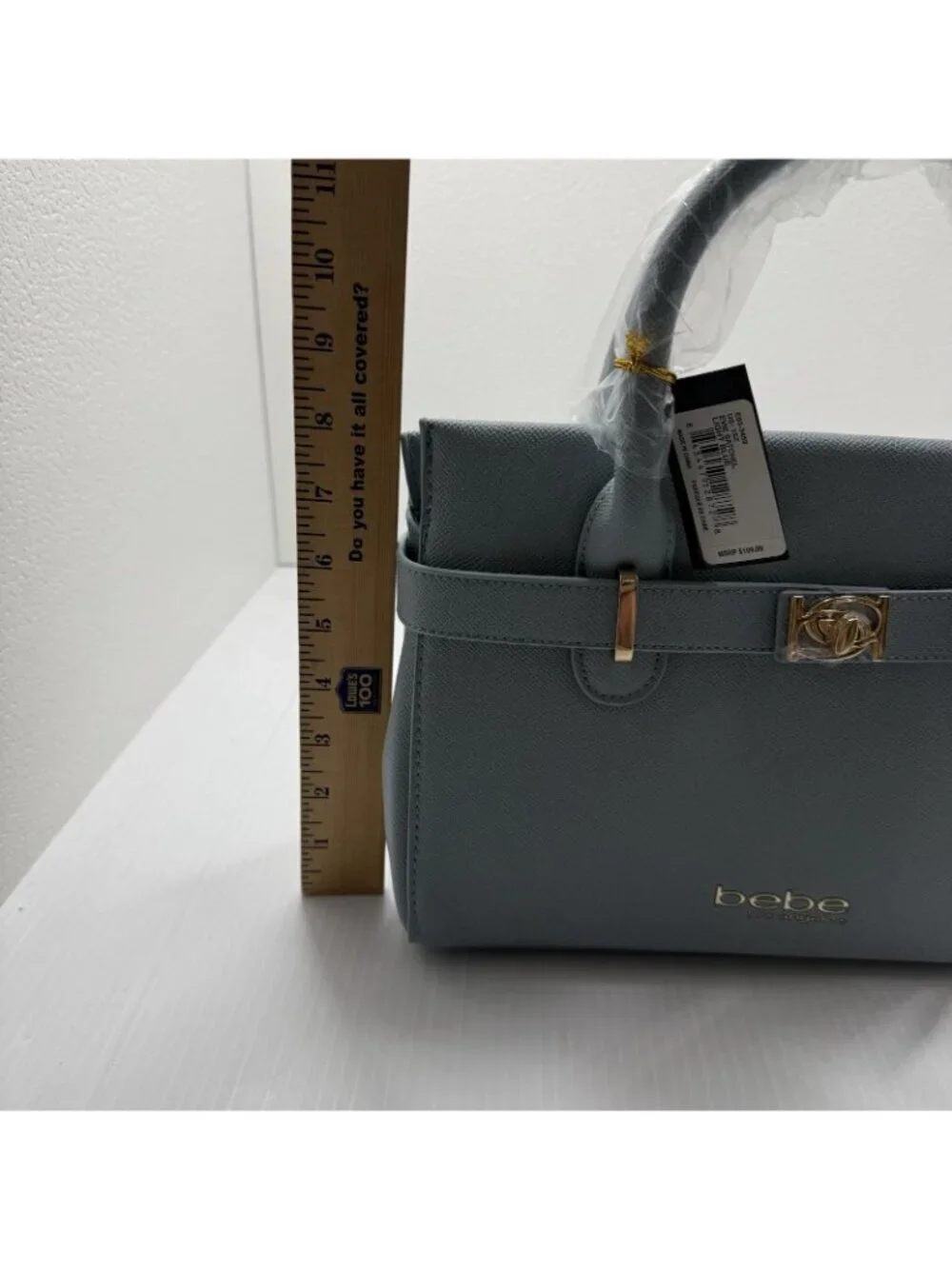 Bebe Los Angeles Evie Satchel NWT Light Blue Gold Hardware Crossbody Bag Work